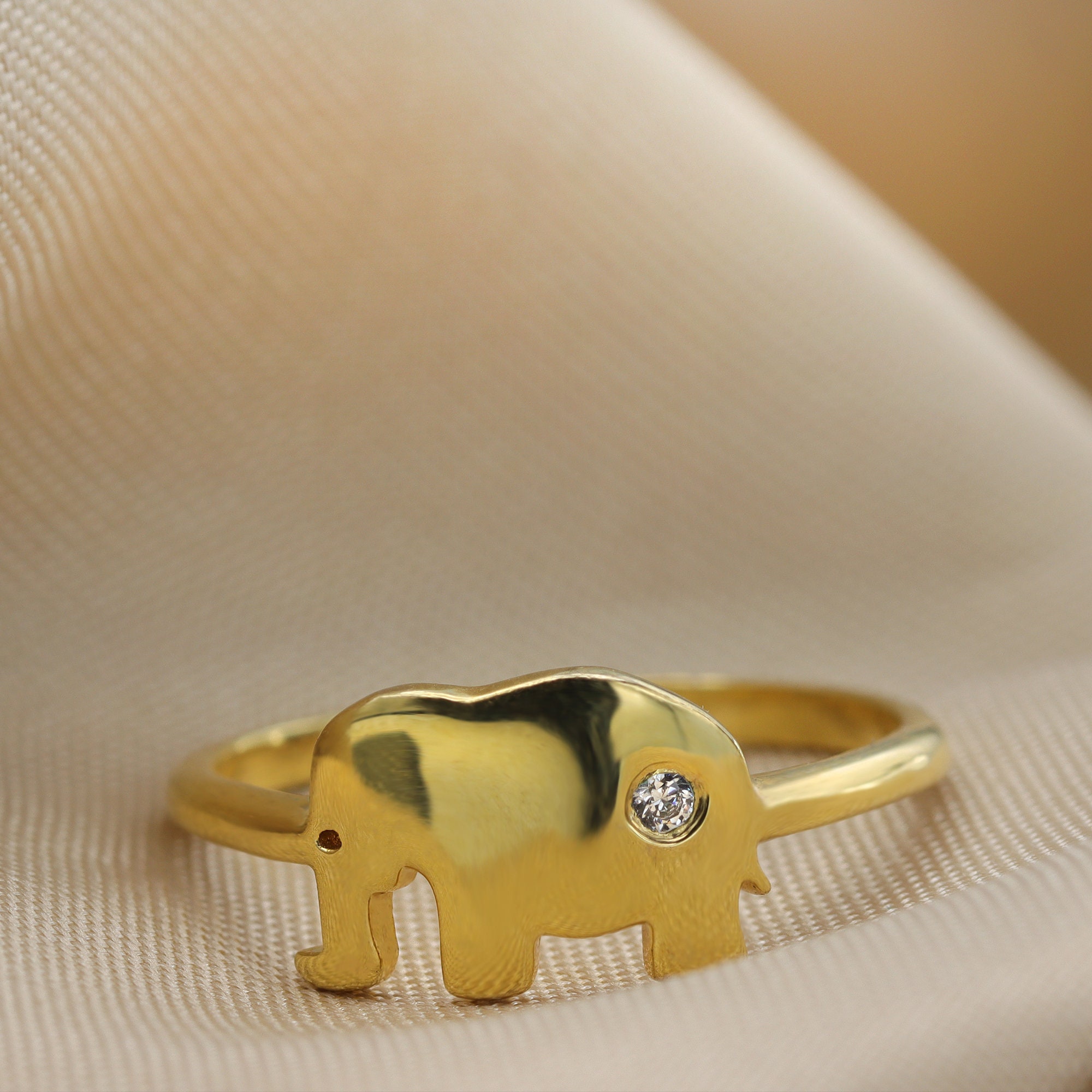 Elephant 14k Gold plated Stackable Rings Indian Elephant Etsy