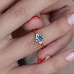Blue topaz celtic Ring - November Birthstone - Gold Ring - Gemstone Ring - Engagement Ring - Ring - Rectangle Ring - blue Ring