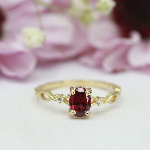 Ruby celtic Ring - July Birthstone - Gold Ring - Gemstone Ring - Engagement Ring - Ring - Rectangle Ring - Pink Ring