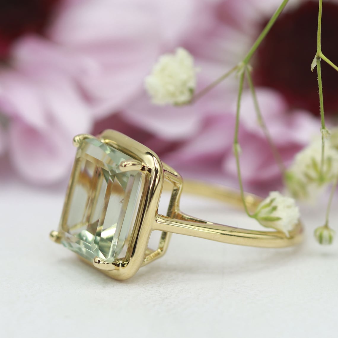 Green Amethyst Ring February Birthstone Gold Ring - Etsy