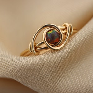 Colorful Opal knot ring, Multi Color ring, Rainbow ring, Handmade ring, opal ring, wire wrapped ring image 4