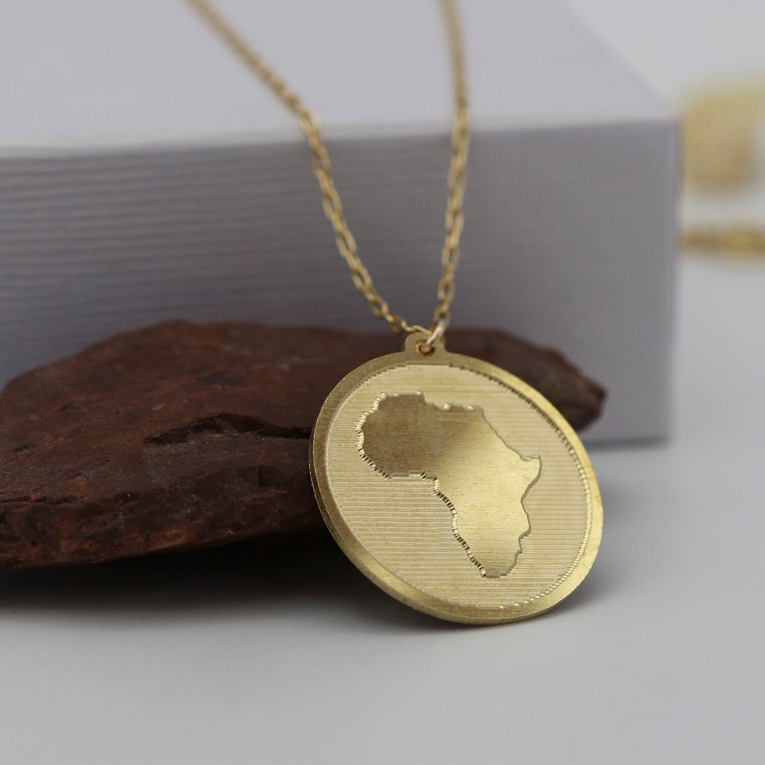 Gold necklace with africa pendant Clearance