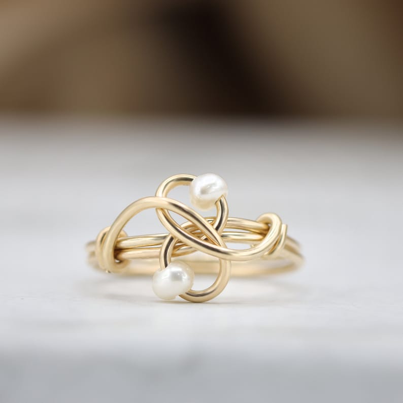 Pearl Weaved ring, Handmade ring, Pearl ring, wire wrapped ring image 6