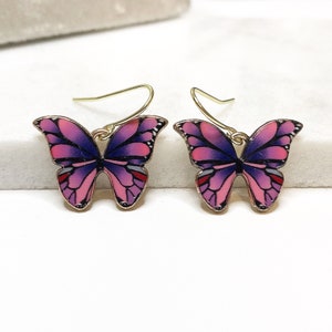 BOHO BUTTERFLY EARRINGS-Dangle Earrings Pink Monarchs/Minimalist Handmade Jewelry/Daughter Gifts/Wife Gifts/Mother's Day Gifts