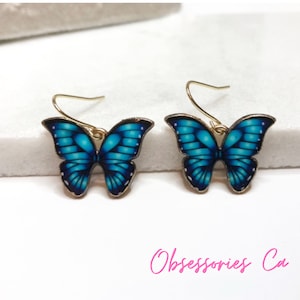 BOHO BUTTERFLY EARRINGS-Dangle Earrings, Blue Monarchs, Minimalist Jewelry for Women, Teacher Gift, Nurse Gift, Wife Gift, Mother's Day