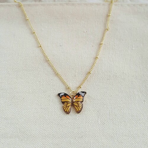 MONARCH BUTTERFLY NECKLACE Orange Butterfly Charm Necklace - Etsy