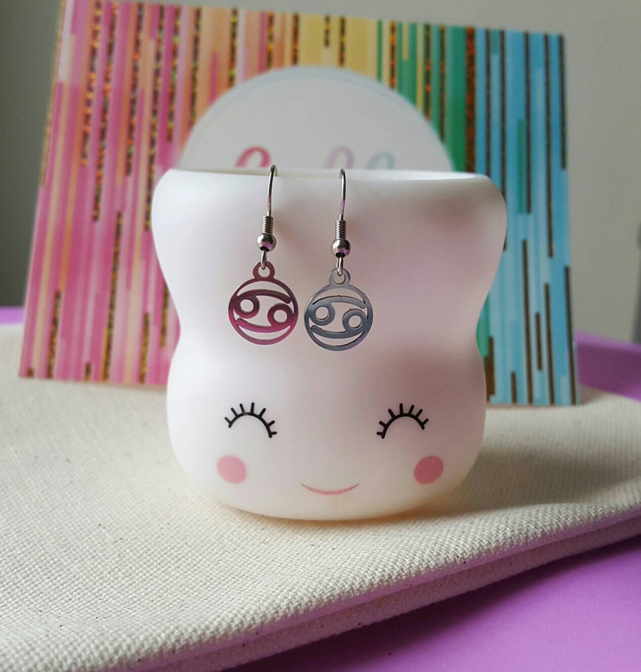 CANCER ZODIAC EARRINGSMetal Earrings/Zodiac Earrings/Cancer Etsy