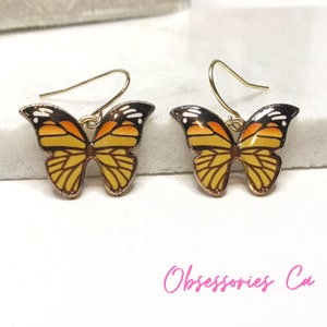BOHO BUTTERFLY EARRINGS-Dangle Earrings  Orange Monarchs/Minimalist Handmade Jewelry for Women/Teacher Gift/Mother's Day Gifts