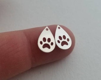 Dijes de pata de plata esterlina, joyería DIY, dijes de animales, joyas con huellas de patas, juego de 2