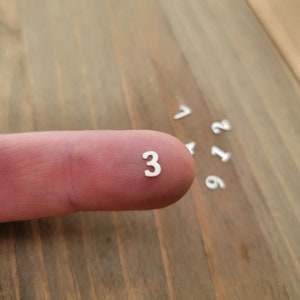 Sterling silver numbers, number  components, number charms, Cambria  Font