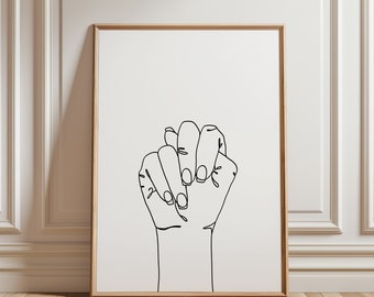 May include: Line art drawing of two hands intertwined, forming a heart shape. The drawing is in black ink on a white background.