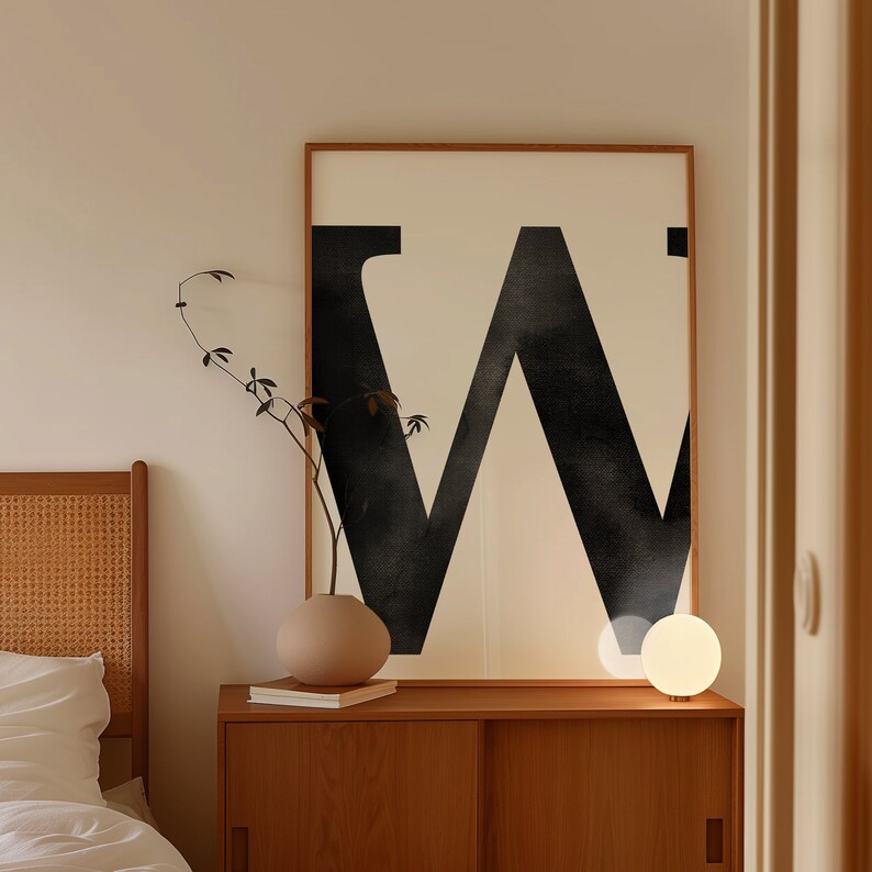 Letter W Watercolour Print, Digital Download, Black Watercolor, Modern ...