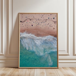 Aerial Beach Art Print, Colourful, Digital Download, Printable Wall Art, Home Decor