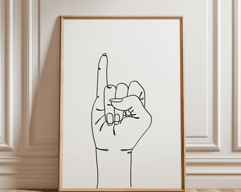 May include: A black and white line drawing of a hand making the 'pinky promise' gesture.
