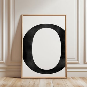 Letter O Watercolour Print, Digital Download, Black Watercolor, Modern Digital Print,  Printable Wall Art, Home Decor, Typography, Initial