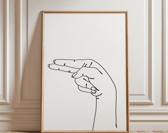 Sign Language, Letter H, Line Art, Alphabet, Asl, One Line, Wall Art, Printable Art