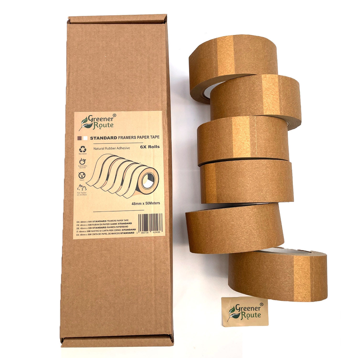 (Lot de 3) Ruban Adhésif Papier Kraft pour Encadrement, Masquage ou  Emballage, 25mm x 50mm - Ecologique, sans Plastique - 100% Recyclable