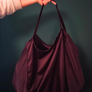 Shopper Bag gross, Lila, Breitcord, Aubergine, dunkelrot, robust, Unikat