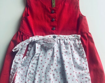 Dirndl für Baby/ Liegedirndl, Rot, Grösse 68, Schürze mit Druckknopf, handgemacht