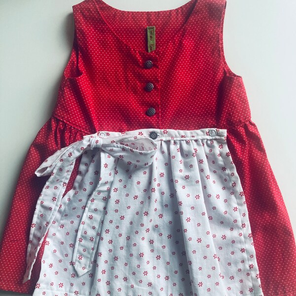 Dirndl for baby/reclining dirndl, red, size 68, apron with snap fastener, handmade