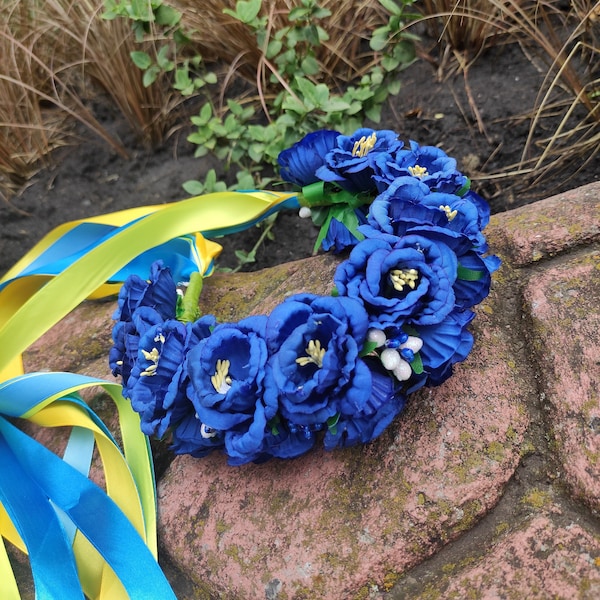 Ukrainian flower crown, Ukrainian Headband, Ukrainian Flower Wreath, Ukrainian Folk Head Attire, Folk Hear Wreath, Flower tiara.
