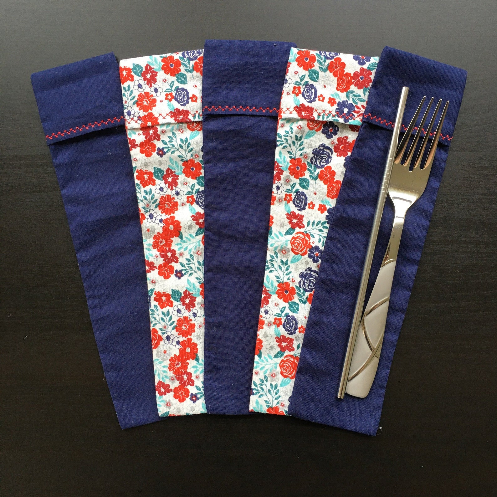 Reusable pouch/bag for cutlery/utensils handmade from red and Etsy