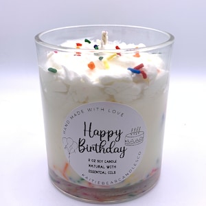 Happy Birthday Candle, Custom Birthday Candle Gift, Candle with sprinkles, Birthday Candle, Personalized candle gift,