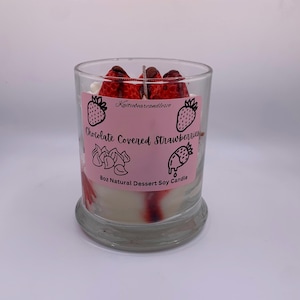 Strawberry scented soy candle, dessert soy candle, organic  soy candle, fun candle, gift for her, scented soy candles, handmade candle