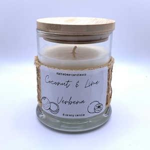 Coconut Lime Verbena soy candle  – Eco-Friendly Scented Jar Candle | tropical summer candle | Hand poured candles