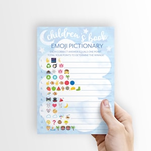 50 PRINTED Blue Twinkle, Twinkle Little Star Libro per bambini Emoji Pictionary Baby Shower Game Cards (50 fogli)