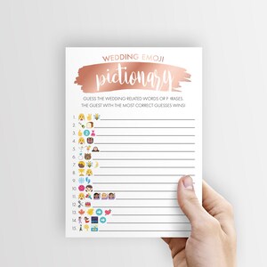 Rose Gold Bridal Shower, Wedding Emoji Pictionary Game, Bridal Shower Games, Instant Download Bridal Shower Game, Printable image 1