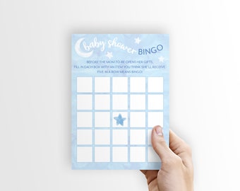 Blue Twinkle, Twinkle Little Star Baby Bingo, Baby Shower Games, Instant Download, Printable, gender neutral