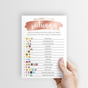 Rose Gold Bridal Shower, Wedding Emoji Pictionary Game, Bridal Shower Games, Instant Download Bridal Shower Game, Printable image 4