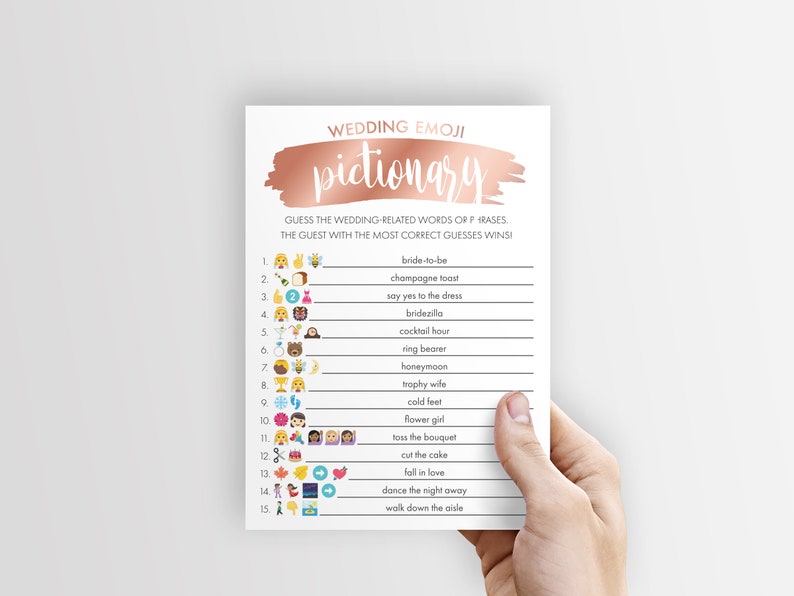 Rose Gold Bridal Shower, Wedding Emoji Pictionary Game, Bridal Shower Games, Instant Download Bridal Shower Game, Printable image 4