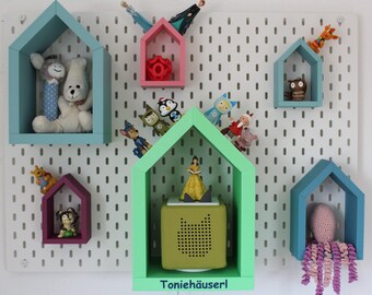 SET - Toniebox wall shelf "KiziHäuserl" - customizable, magnetic house shelves in various sizes and colors for the children's room