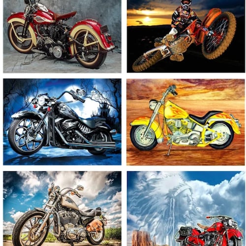 5D Diamond Painting Kit Motorcycle Rhinestone Cross Stitch Etsy