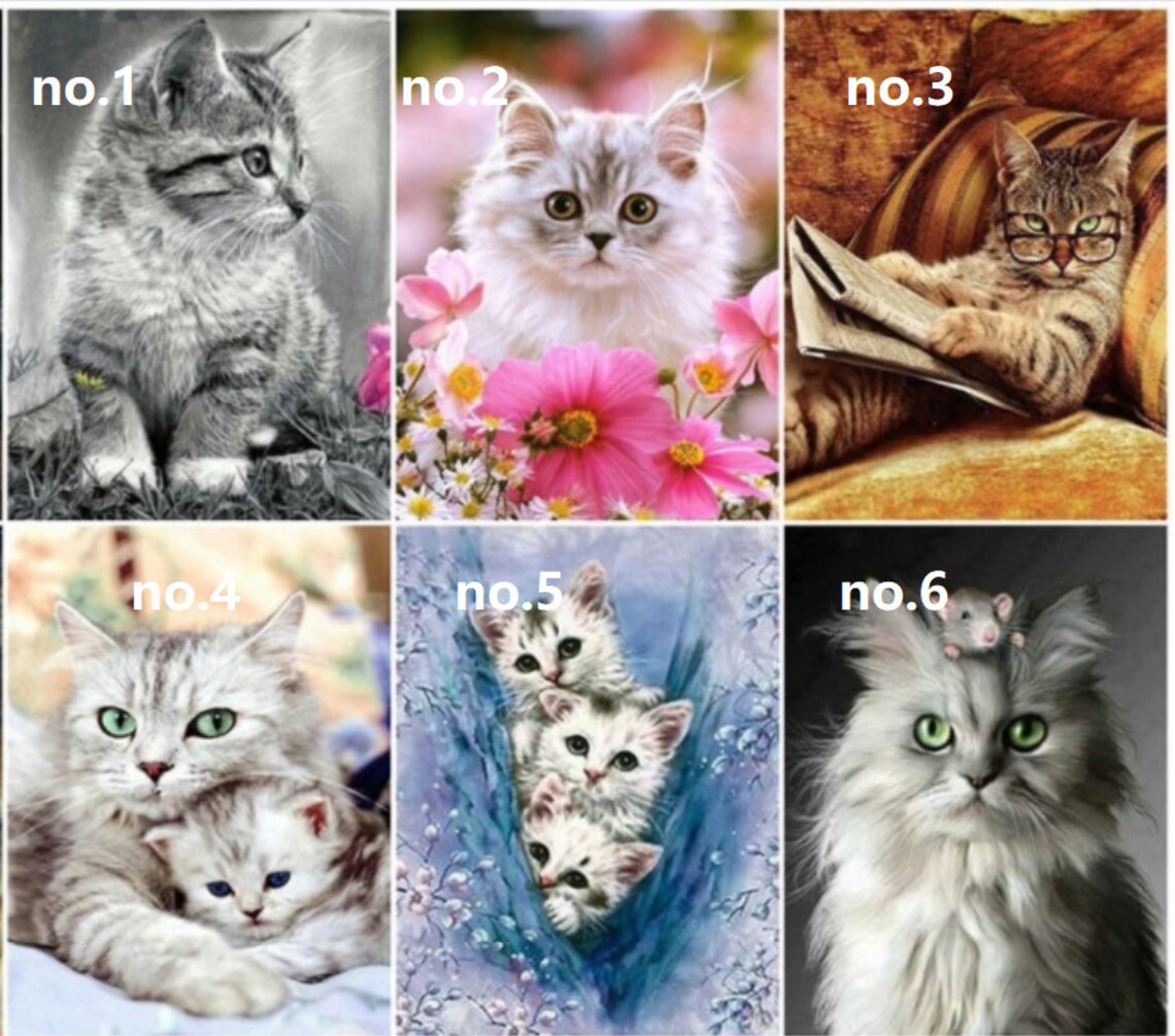 Animals Diamond Painting Full Cute Cat Diamond Dotz Picture | Etsy