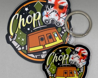 Chop! Chopper with Graffitied Helmet - 3 Inch Vinyl Sticker