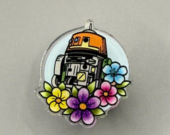 Chopper In Flowers Acrylic Charm Pin