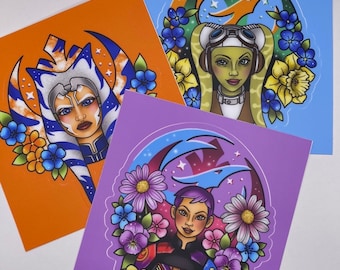 Ladies of the Rebellion Ashoka Tano Sabine Wren and Hera Syndulla inspired Stickers by Rebel Art Empire