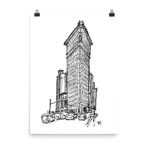 NYC flatiron building art print; New York City art; New York City Wall Decor; New York City gift; New York Travel Art; NYC poster
