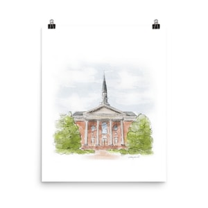 Furman Wedding Daniel Chapel Watercolor; Furman university; Furman Gift; Furman Graduate; Daniel Chapel Print