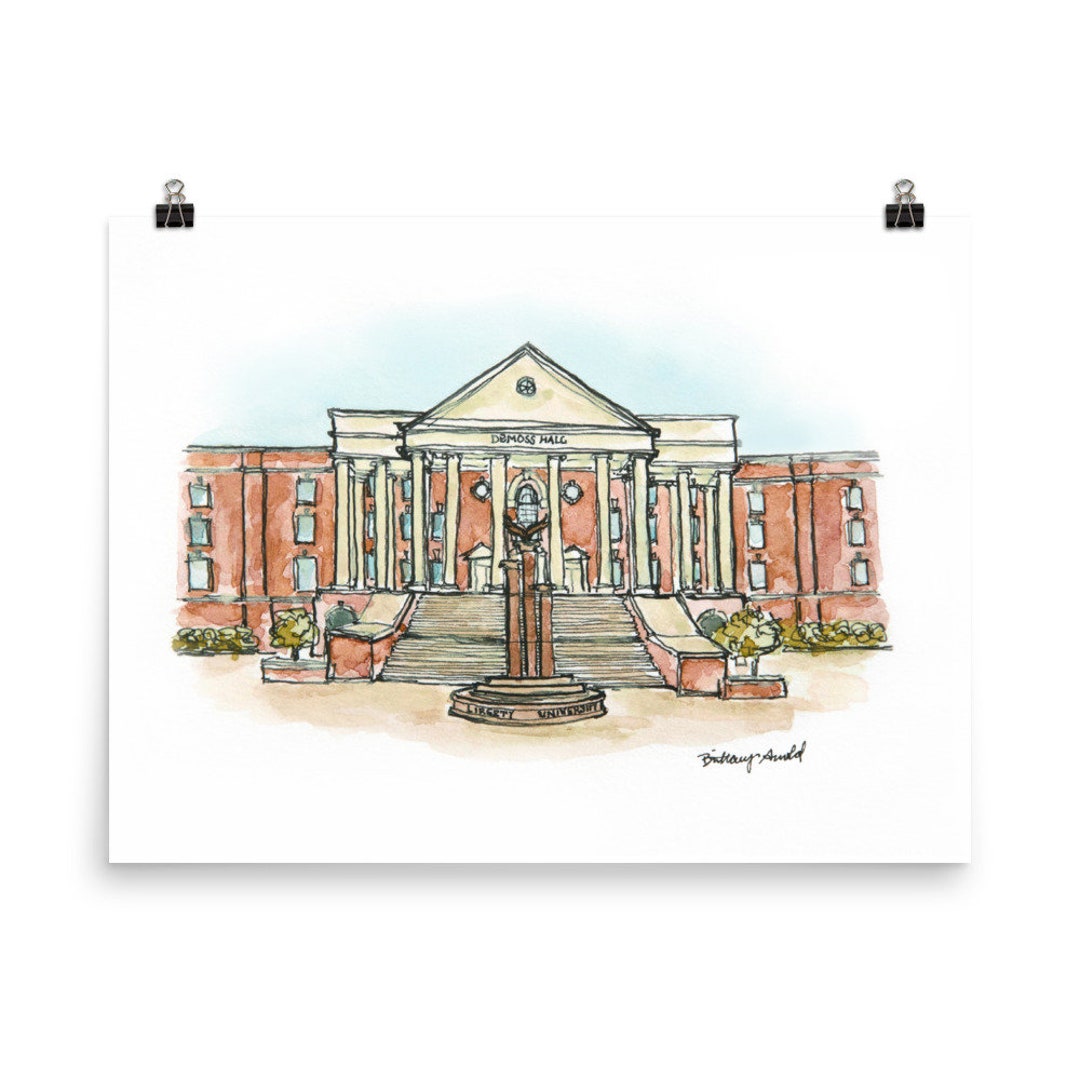 Liberty University Art Print, Demoss Hall, Liberty Graduation Gift