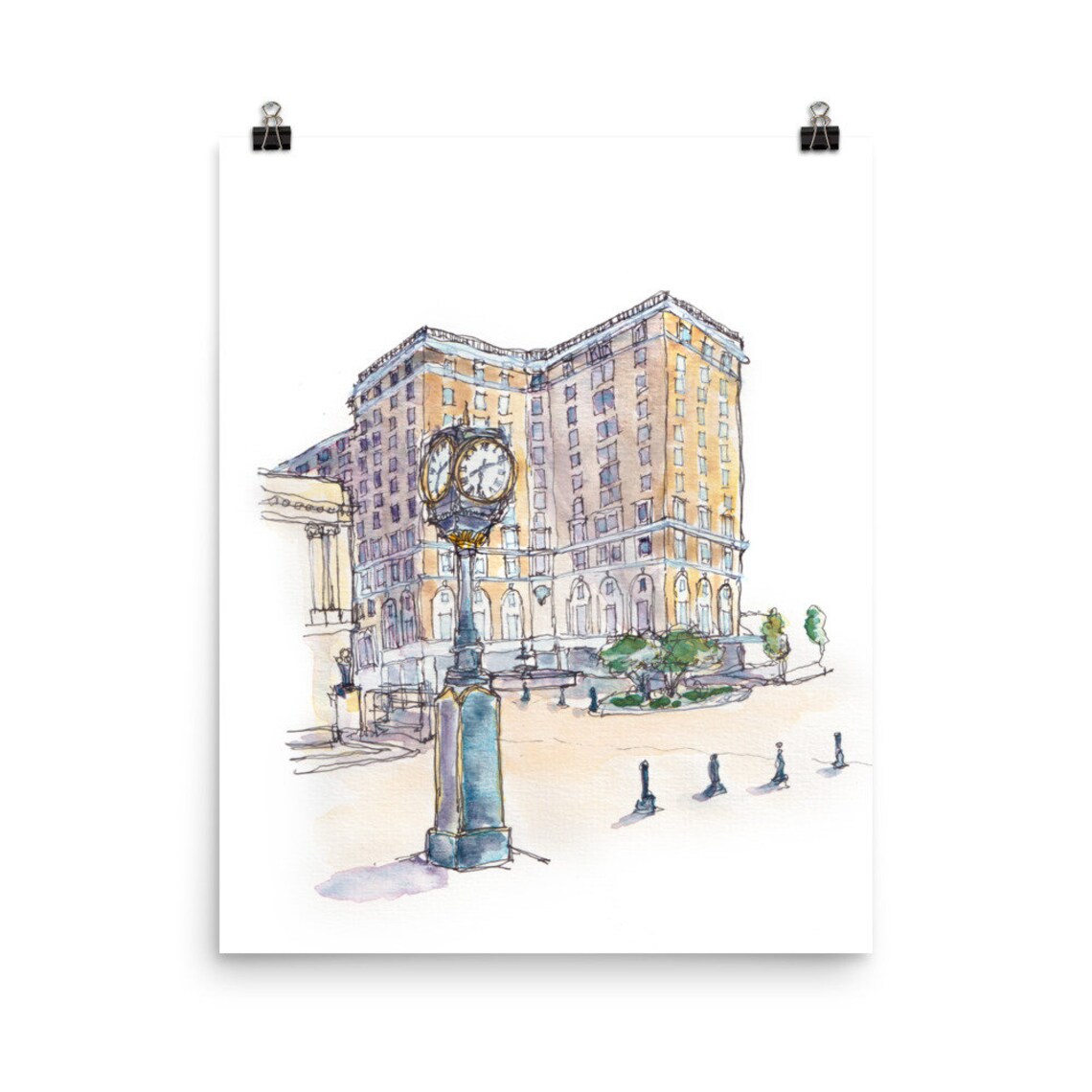Downtown Greenville SC Watercolor the Westin Poinsett Etsy