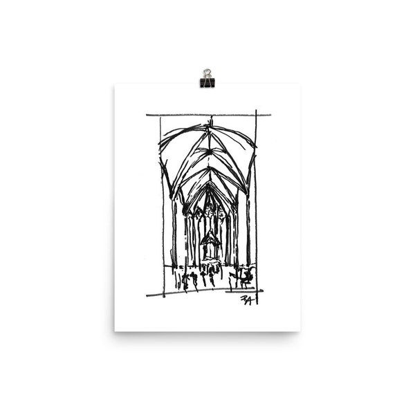 Sainte-Chapelle; Paris, France; Architect's Sketch; France Art; France Gift; Classical Art Print