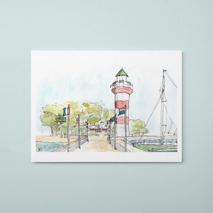 Hilton Head Island Harbour Town Pier Watercolor Painting; Hilton Head Gift; Hilton Head Art; South Carolina Art