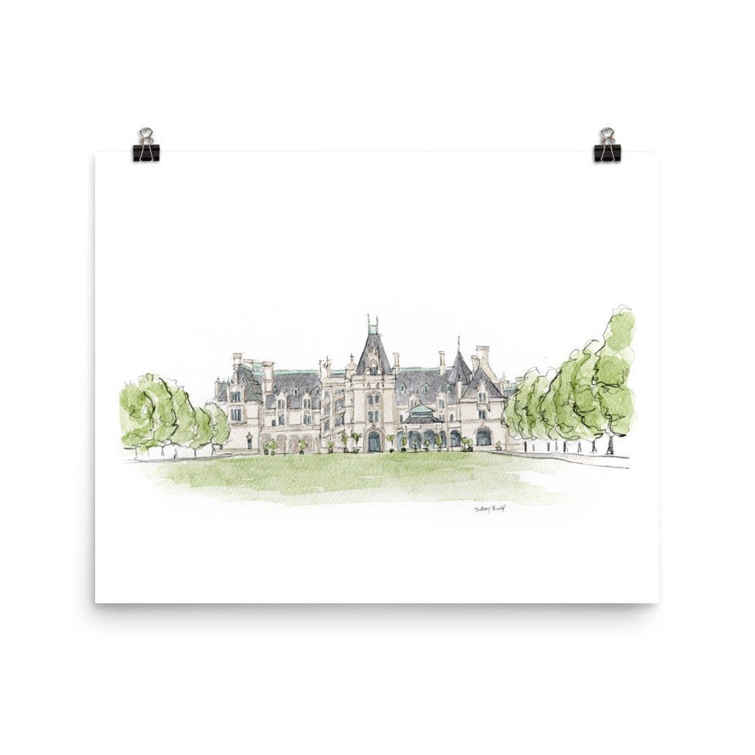 Biltmore Estate Watercolor Print; Asheville Wall Art; Biltmore Wall Art