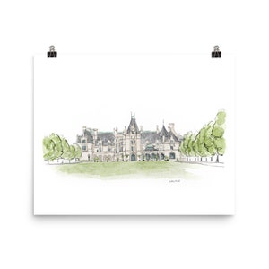 Biltmore Estate Watercolor Print; Asheville Wall Art; Biltmore Wall Art; Asheville Gift; Biltmore Gift