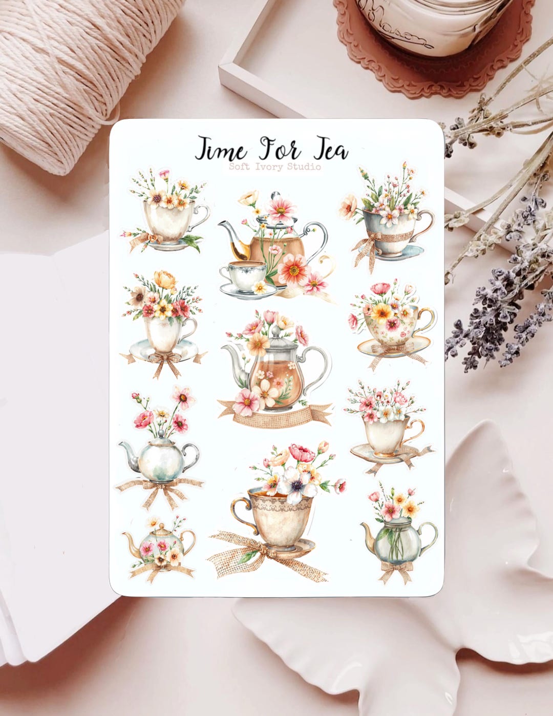 Time for Tea Sticker Sheet | Journal Stickers | Planner Stickers ...