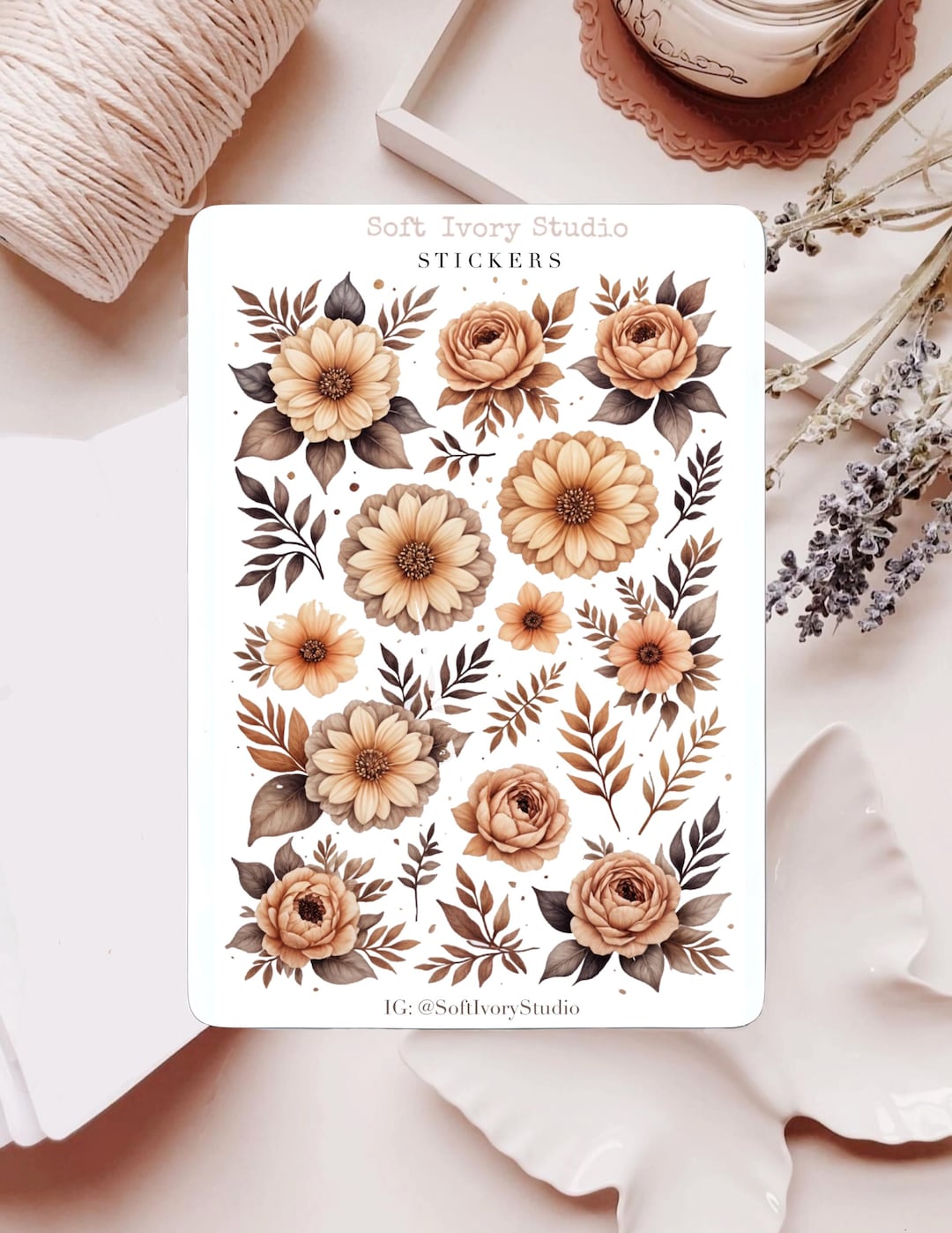 Vintage Flowers Sticker Sheet | Coffee Journal Stickers | Planner ...